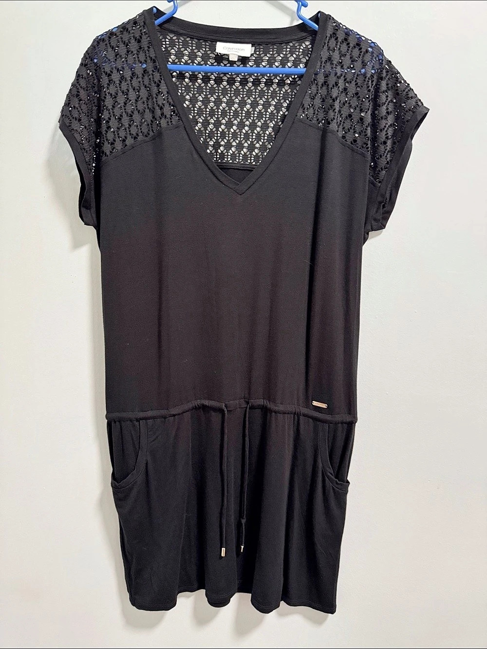 Calvin Klein Black Lace Trim Swim Coverup Size S/M